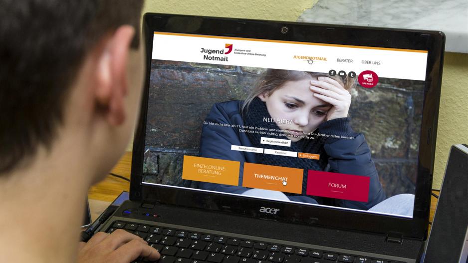 Die Website von JugendNotmail JugendNotmail Website